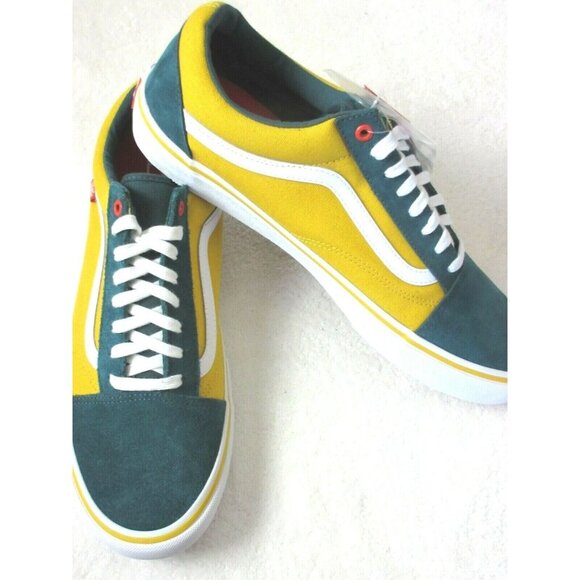 COPY - Vans Mens Old Skool Pro Prime Atlantic Gold Yellow Green Skate Shoes Siz… - Picture 4 of 5